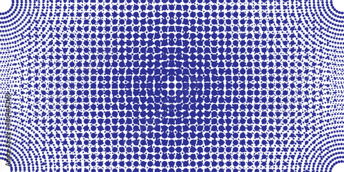 Grunge halftone gradient background. Faded grit noise texture. White and blue sand wallpaper. Retro pixelated backdrop. Anime or manga style comic overlay. Vector graphic design textured template