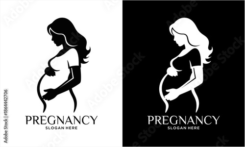 Elegant silhouette of a pregnant woman, symbolizing motherhood and new life.