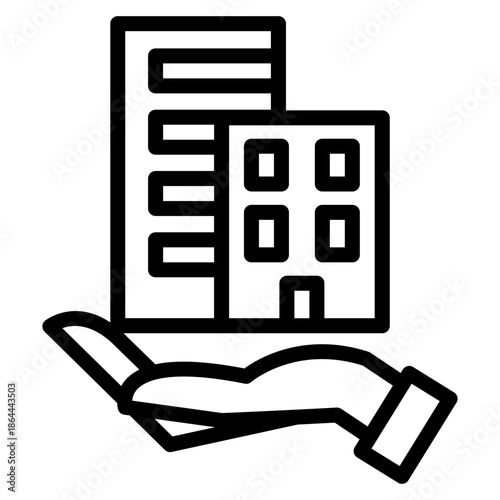 부동산 아웃라인 아이콘. 아파트 관리