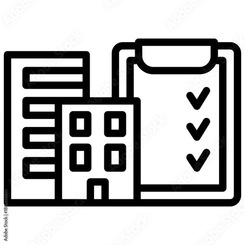 부동산 아웃라인 아이콘. 아파트 체크리스트