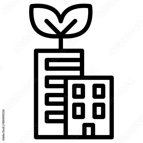 부동산 아웃라인 아이콘. 친환경 아파트