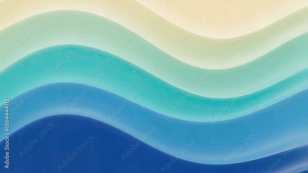 Fototapeta premium Abstract Wavy Layers in Blue Hues Gradient.