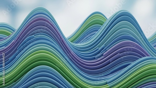 Abstract Wavy Layers of Colorful Stripes.