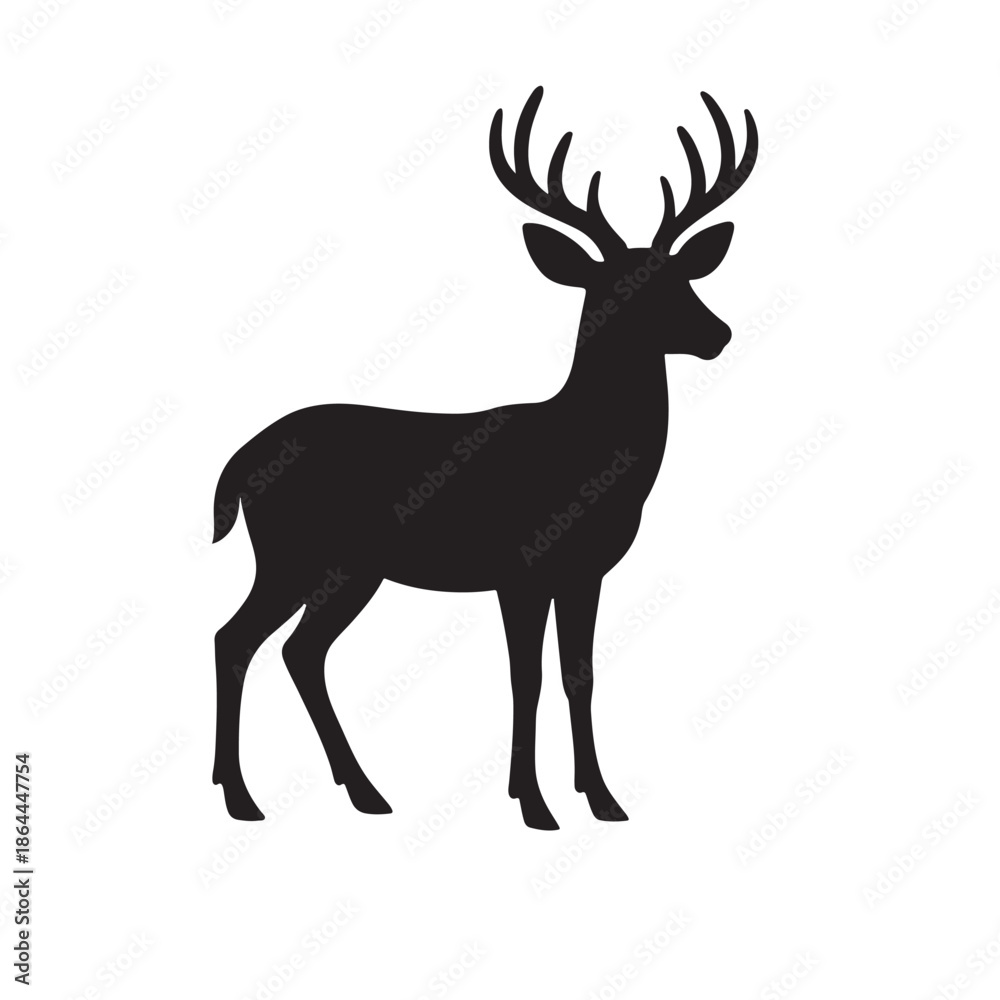 Fototapeta premium Deer Silhouette – Vector, Wildlife, and Nature Design