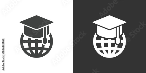 Global Education or Study Abroad icon. Solid glyph series icon