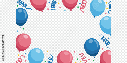 Colorful Party Balloon and Confetti Frame party decoration concept