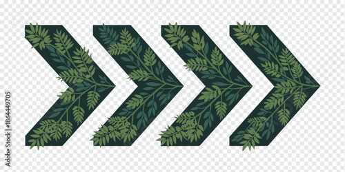 Green Foliage Chevron Arrows for Directional Design eco direction concept