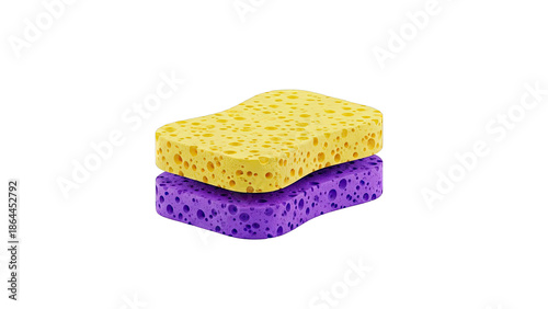 Stacked Yellow and Purple Sponges