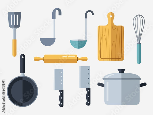 Kitchen Utensils Set Vector Illustration of Cooking Tools and Equipment