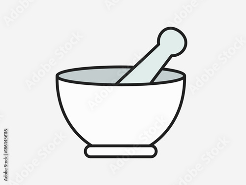 Illustrative depiction of a mortar and pestle, essential tools for grinding and mixing substances