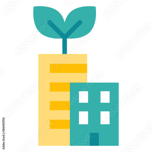 부동산 컬러 플랫 아이콘. 친환경 아파트