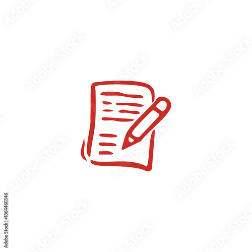 Simple Red Document with Pencil Icon for Editing