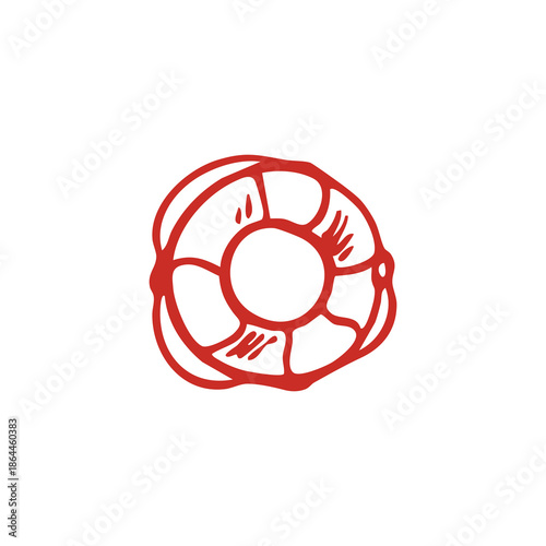 Red Lifebuoy Illustration on White Background