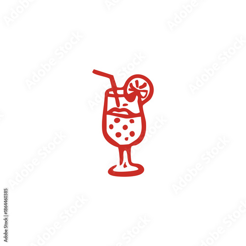 Red Line Art of Refreshing Cocktail