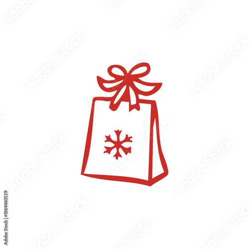 Red Gift Bag with Snowflake Illustration