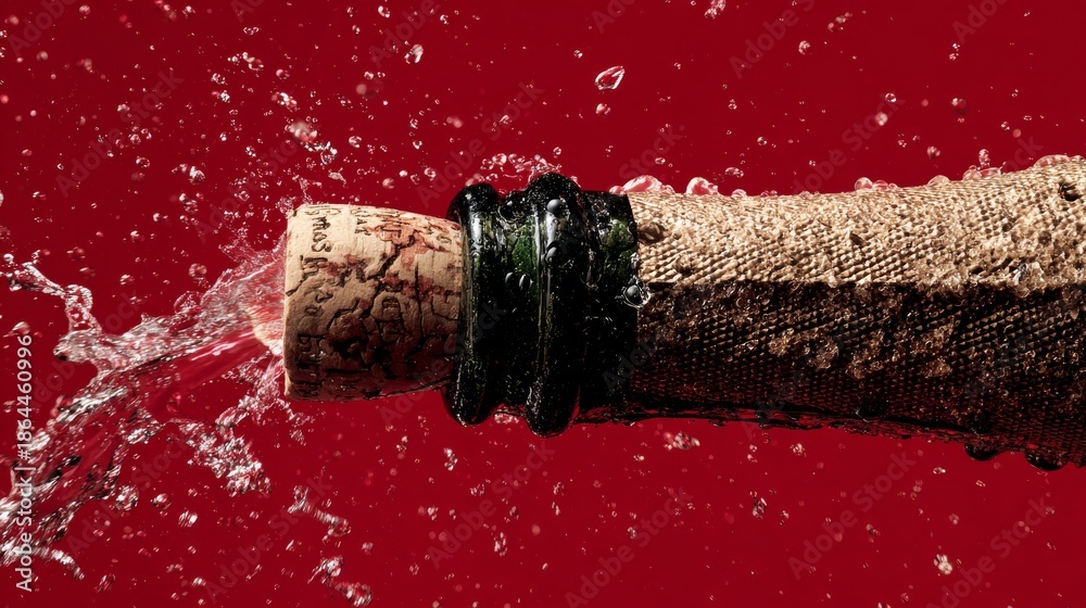 Fototapeta premium champaign bottle pop zoom in on cork and bottle opening
