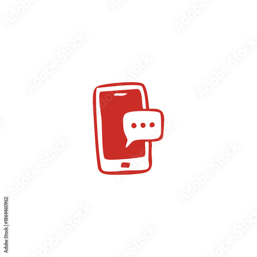 Red Smartphone with Speech Bubble Icon