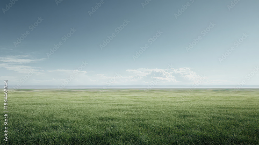 Obraz premium Open landscape field wide horizon minimal composition subtle sky calm mood expanse
