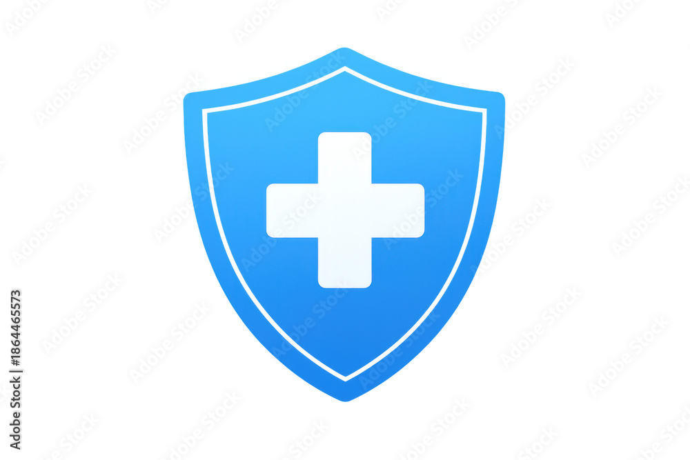 Obraz premium Blue shield with a white medical cross representing healthcare protection, safety, and insurance. Transparent background