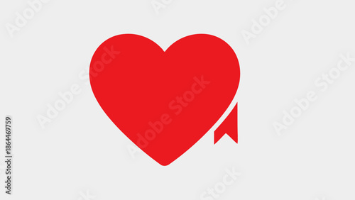 Red Heart Icon with Bookmark Symbol - Love, Favorite, Save, Like