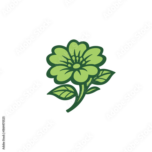 Stylized Green Flower Logo Simple Vector Illustration