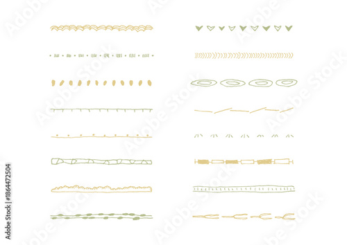 ナチュラルでシンプルな手描きのラインセット7（カラー）
