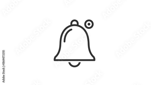Minimalist black outline of a ringing bell with sound waves.