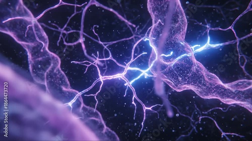 Close Up Visualization of Neurons Firing and Transmitting Signals