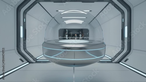 Flying Pod Moving Through Futuristic Tunnel With Sci-Fi Environment