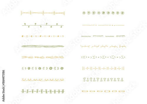 ナチュラルでシンプルな手描きのラインセット9（カラー）