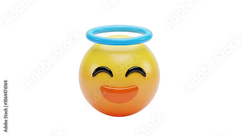 Smiling Angel Emoji with Blue Halo