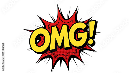 Comic book style omg exclamation isolated on transparent background