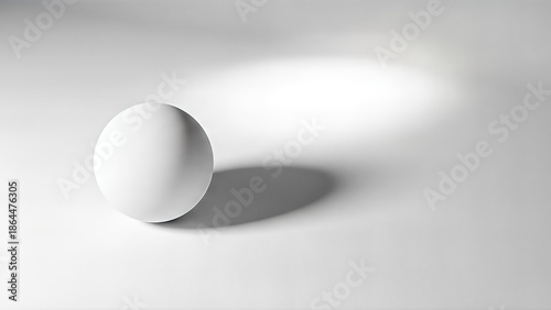 A white sphere on a gray surface.