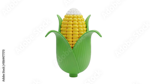 Stylized 3D Corn Cob with Green Husks