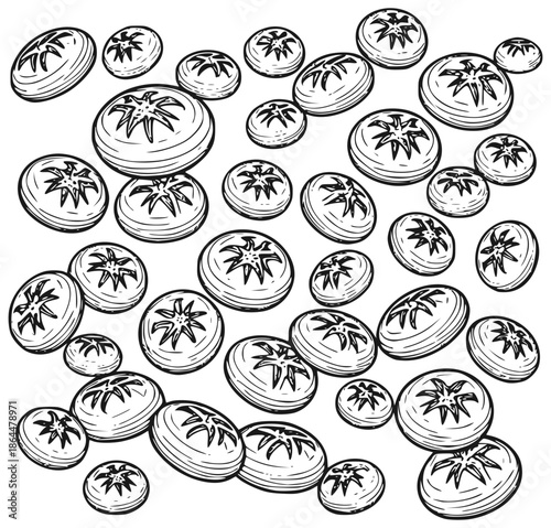 Sourdough bread pattern vector featuring artisan bakery loaves in a vintage hand drawn doodle sketch style, rustic line art drawing for  homemade bakery background design and organic food packaging
