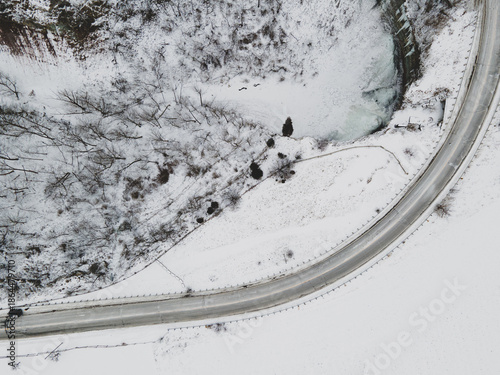 Photos Aerial winter view of Devil’s Punchbowl Conservation Area in Hamilton, Ontario, Canada