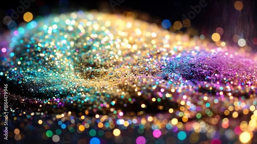 Colorful Glitter Sparkles and Shines, Adding Magic to a Dark Background