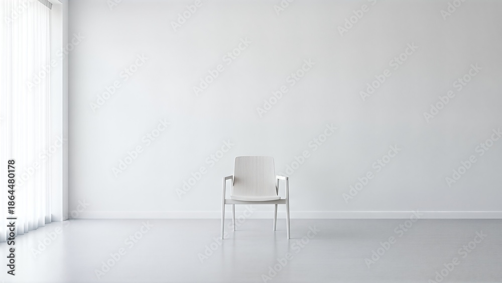 Fototapeta premium A single white chair in empty room.