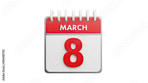 Calendar showing March 8th