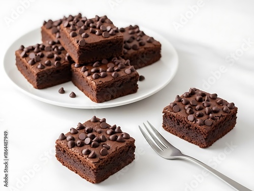 Wallpaper Mural Plate Of Chocolate Chip Brownies With Fork Torontodigital.ca