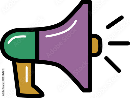 Megaphone with outline illustration