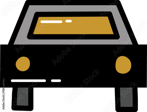 Car sedan from front with outline illustration