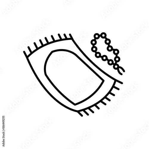Prayer Mat and Tasbih Icon Outline