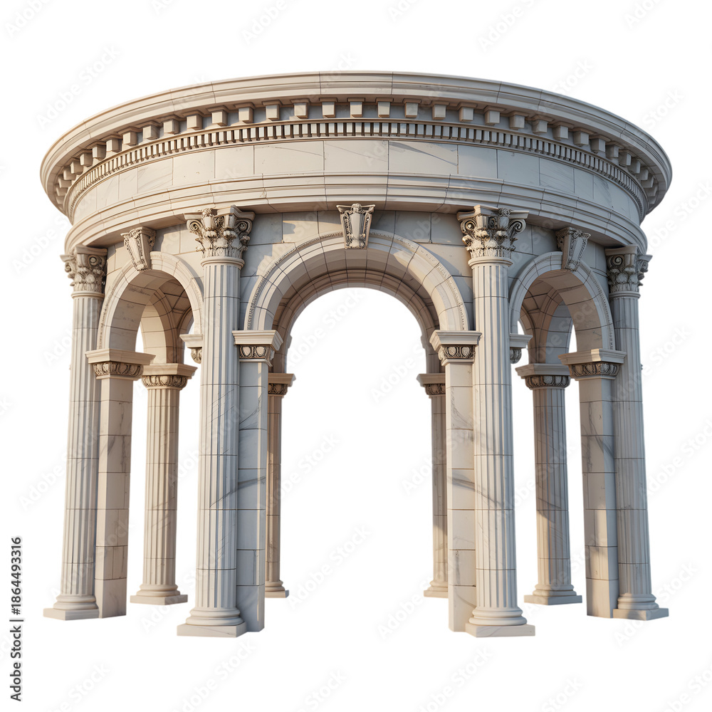 Obraz premium Arched Marble Rotunda Architecture on a Transparent Background