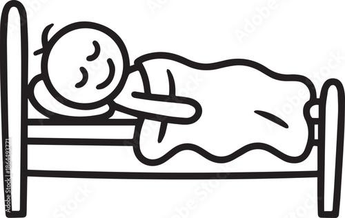 Tired Stick Figure Character Sleeping or Napping Illustration for Rest and Health Concepts