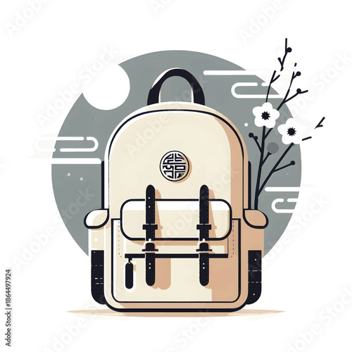 Modern Travel Backpack in Flat Style