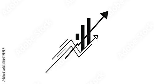 Dynamic growth chart with upward trending arrows symbolizing success and progress