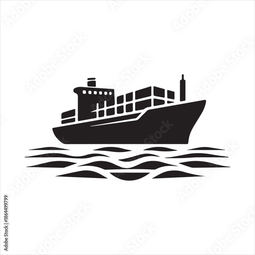 Cargo ship silhouette illustration for transportation and shipping related visuals
