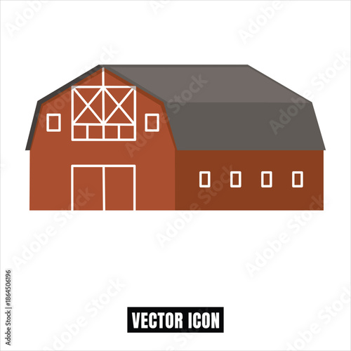 Red Barn Farm Building Vector Illustration Flat Design Countryside Agriculture