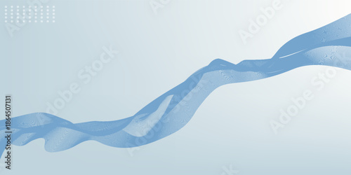Flowing blue translucent fabric waves, abstract, minimalist, serene background. Gentle motion creates soft, elegant shapes. Useful for art, design, beauty, or wellness themes